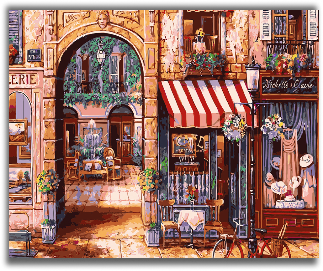 Charming European Cafe - Paint by Numbers