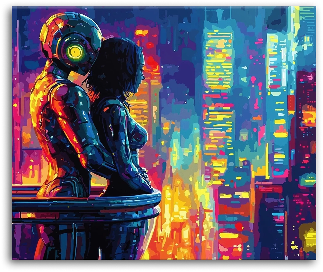 Cyberpunk City Romance - Paint by Numbers