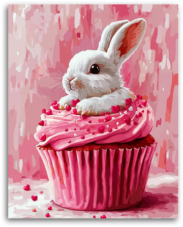 Sweet Bunny on a Cupcake - Paint by Numbers