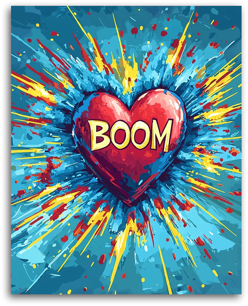 Pop Art Heart Boom - Paint by Numbers