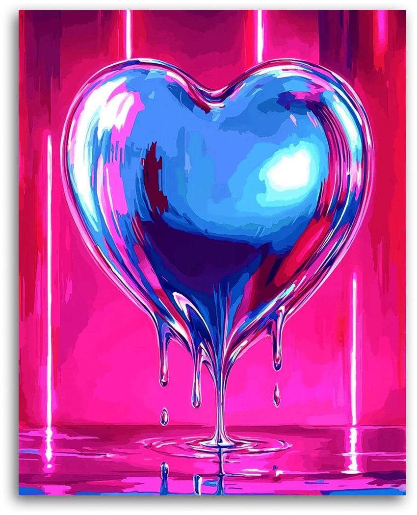 Neon Melting Heart - Paint by Numbers
