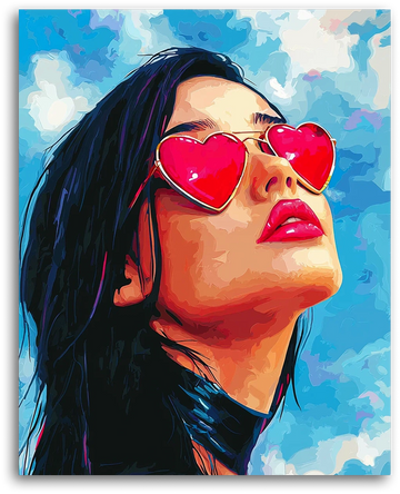 Girl with Heart-Shaped Glasses - Paint by Numbers