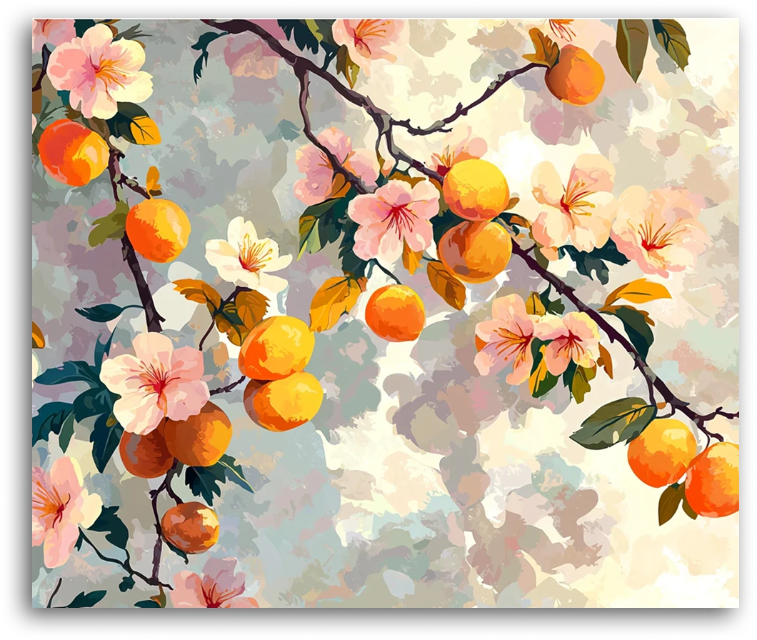 A Branch of Blooming Oranges - Paint by Numbers