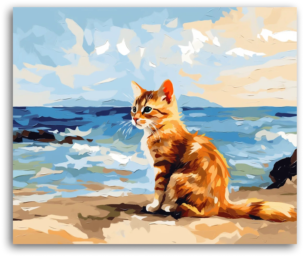 A Coastal Cat Contemplation - Paint by Numbers