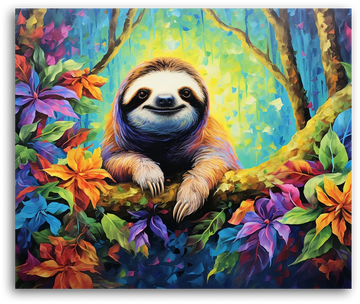 A Colorful Jungle Sloth - Paint by Numbers