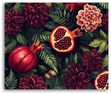 A Dark Pomegranate Garden - Paint by Numbers