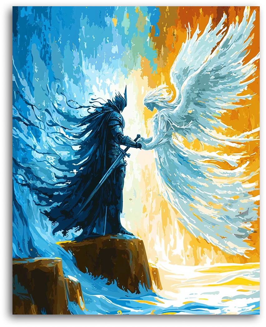 A Knight and Angel - Paint by Numbers
