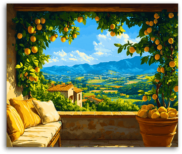 A Mediterranean Terrace with Lemons - Paint by Numbers