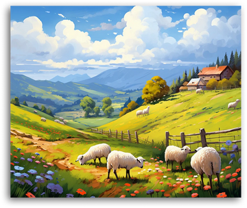 A Mountain Sheep Farm - Paint by Numbers