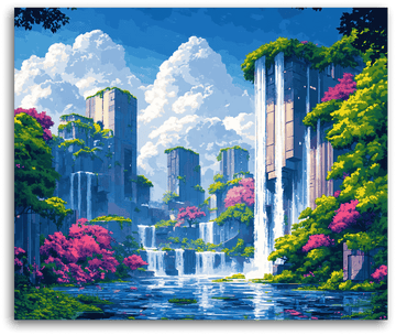 A Mystical City Falls - Paint by Numbers