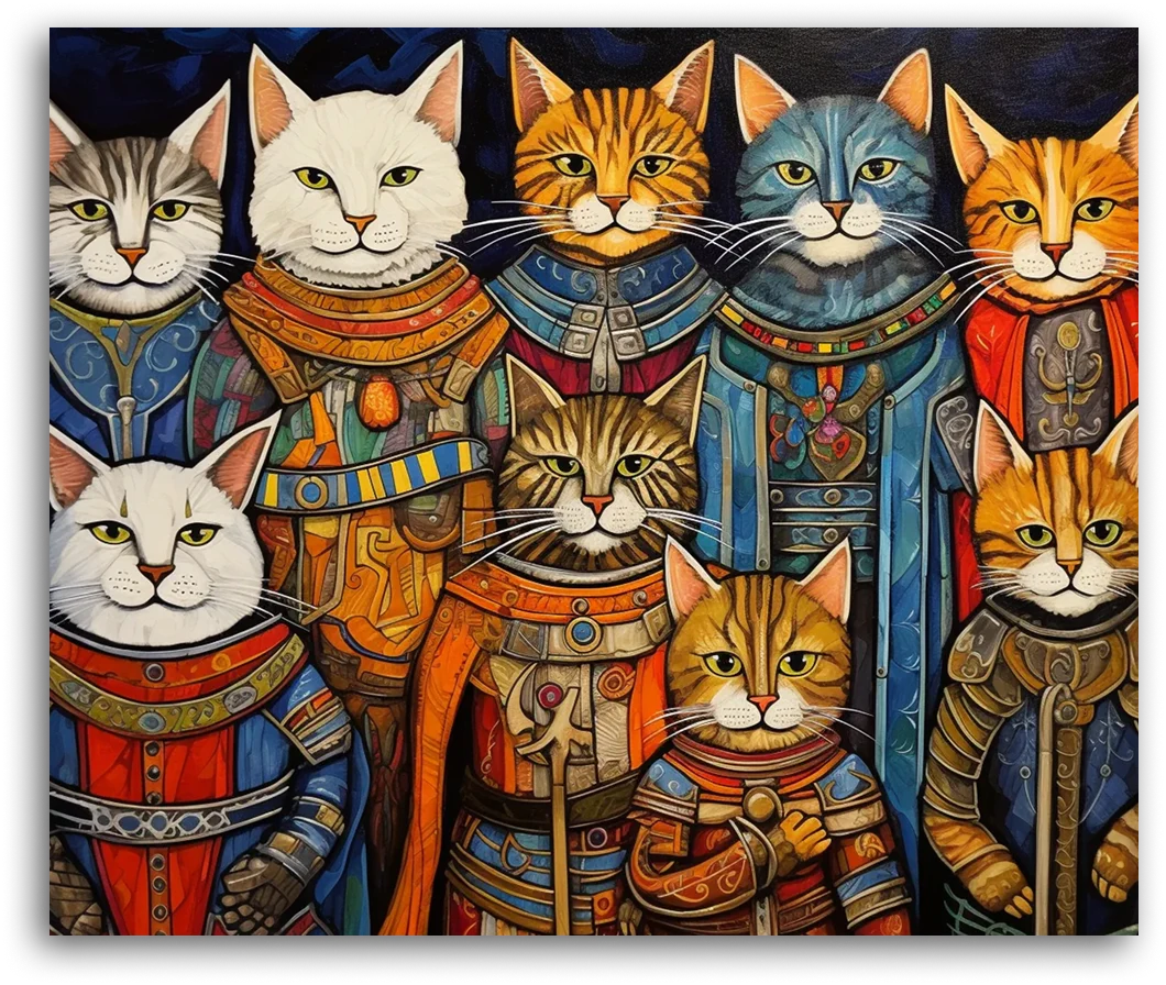 A Regal Feline Gathering - Paint by Numbers