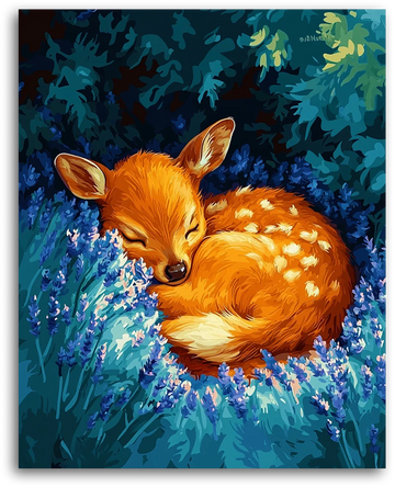 A Sleeping Fawn in the Lavender - Paint by Numbers