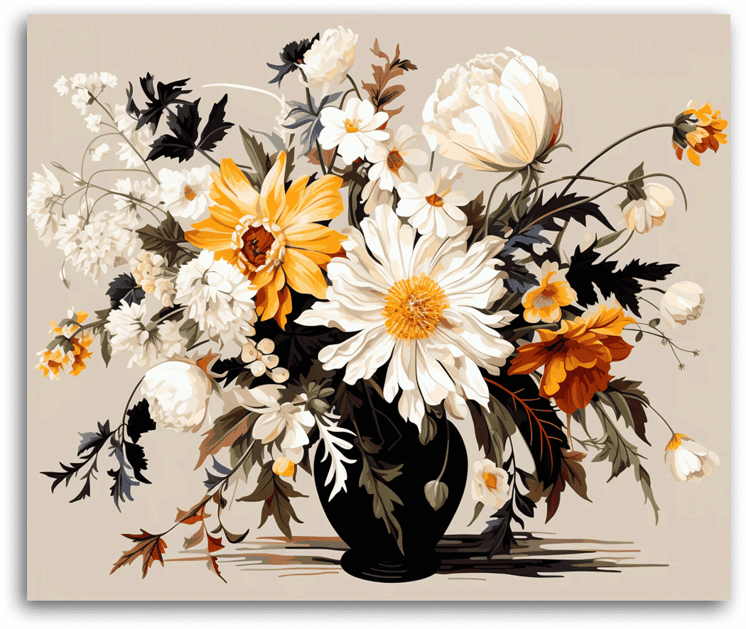 A Vintage Floral Arrangement - Paint by Numbers