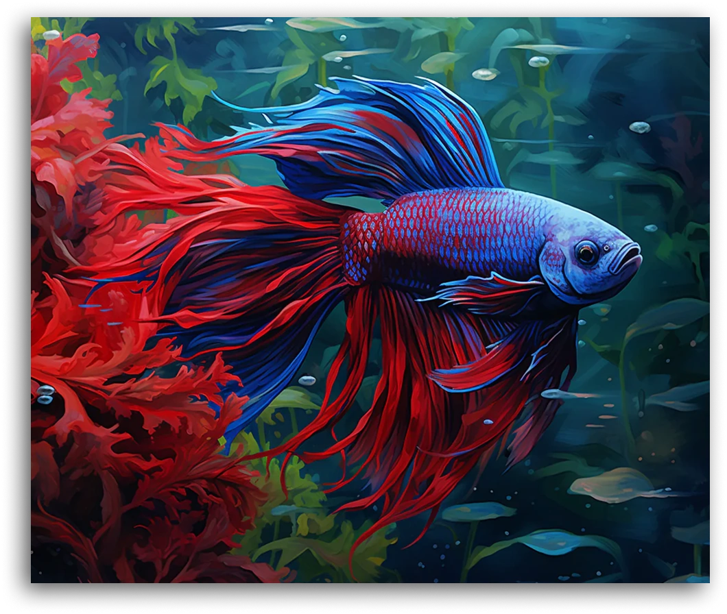 Fish in a Red Coral Reef - Paint by Numbers