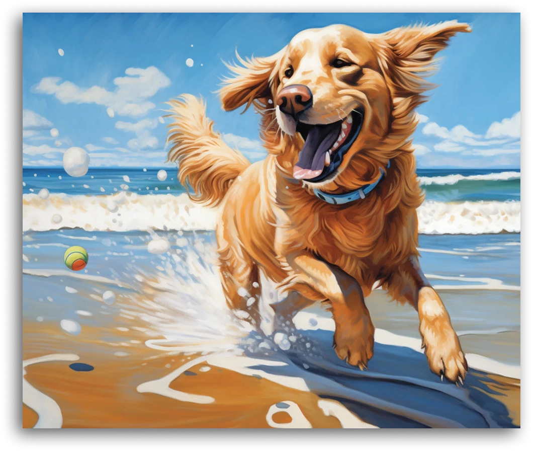 Golden Retriever at the Beach - Paint by Numbers