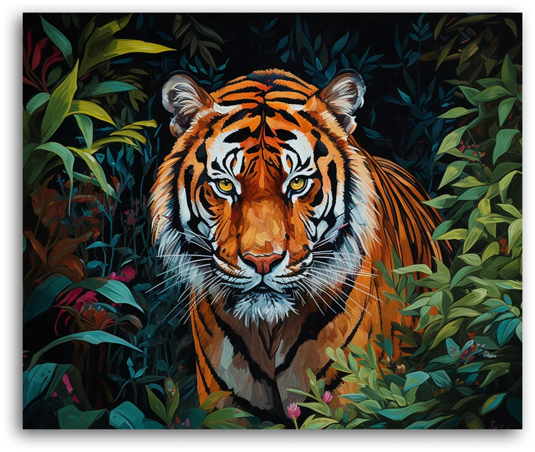 Hidden Jungle Tiger - Paint by Numbers